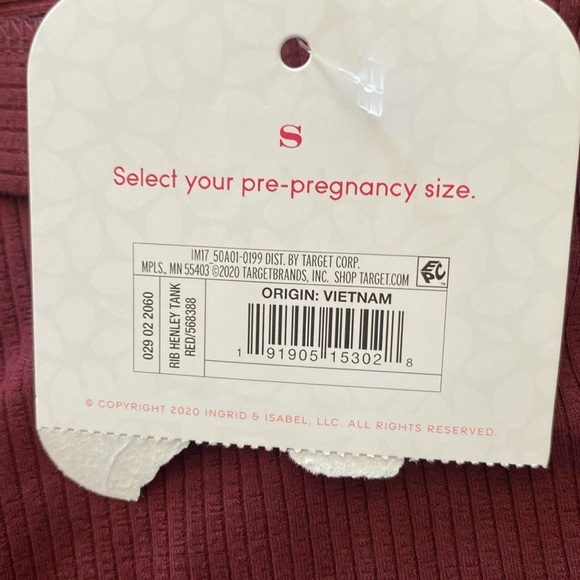 NWT Isabel Maternity Tank Ribbed Burgundy Top Size Small - Picture 4 of 10
